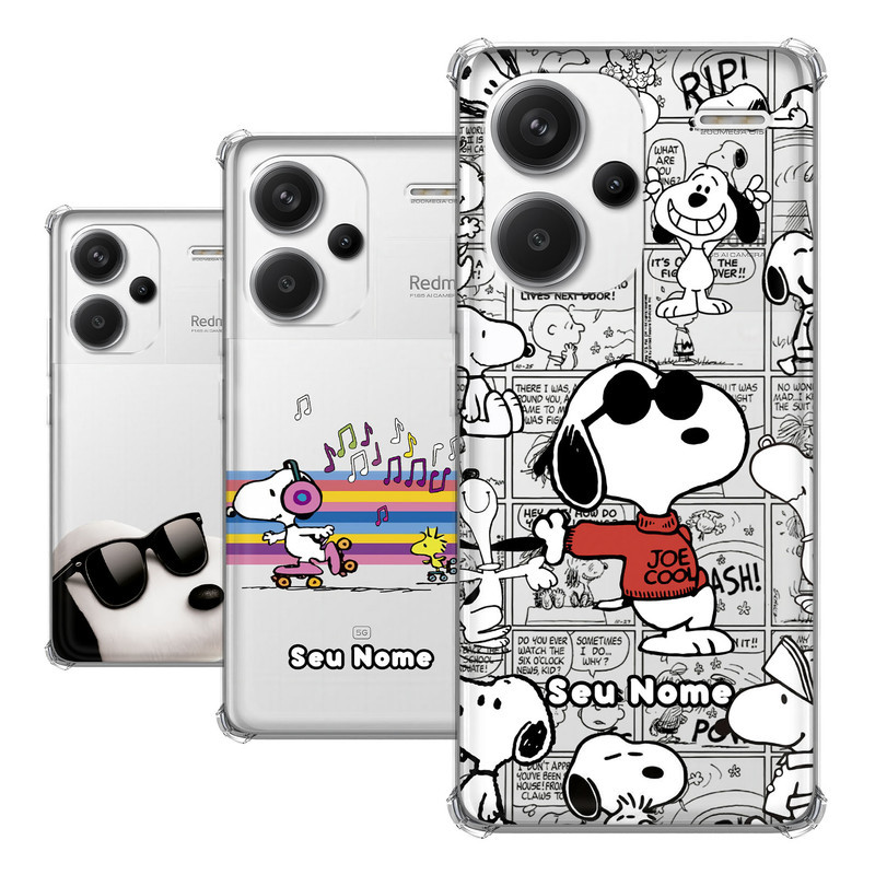 Capa para Xiaomi Redmi Note 13 Pro Plus Coleção Snoopy e Charlie Brown e Woodstock