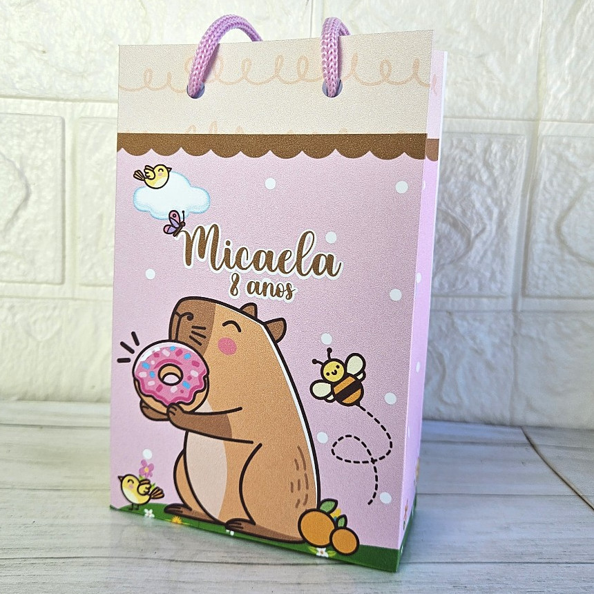 Kit Sacola Surpresa Capivara Personalizada | Lembrancinhas Festa Infantil Aniversário/Sacolinhas