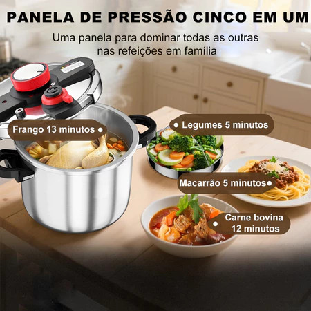 Panela de Pressão em Aço Inox com Fundo Triplo para Indução — foto 6