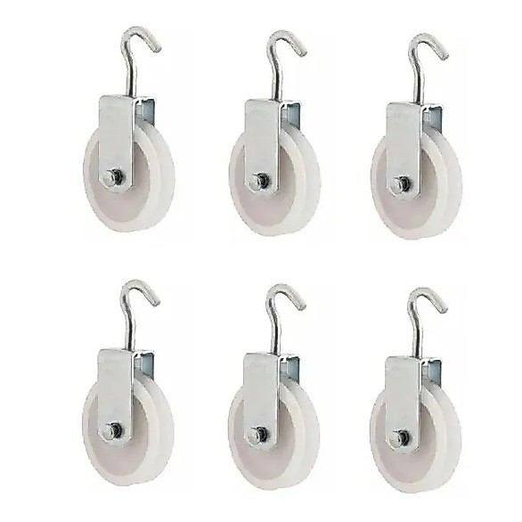 KIT 6 ROLDANA PLASTICA NYLON PARA VARAL 8cm COM GANCHO REFORÇADA