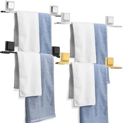 Suporte Porta Toalha Banho Banheiro S/ Furo Fixacao Fita Dupla Face 3M Resistente Cromado Arthi