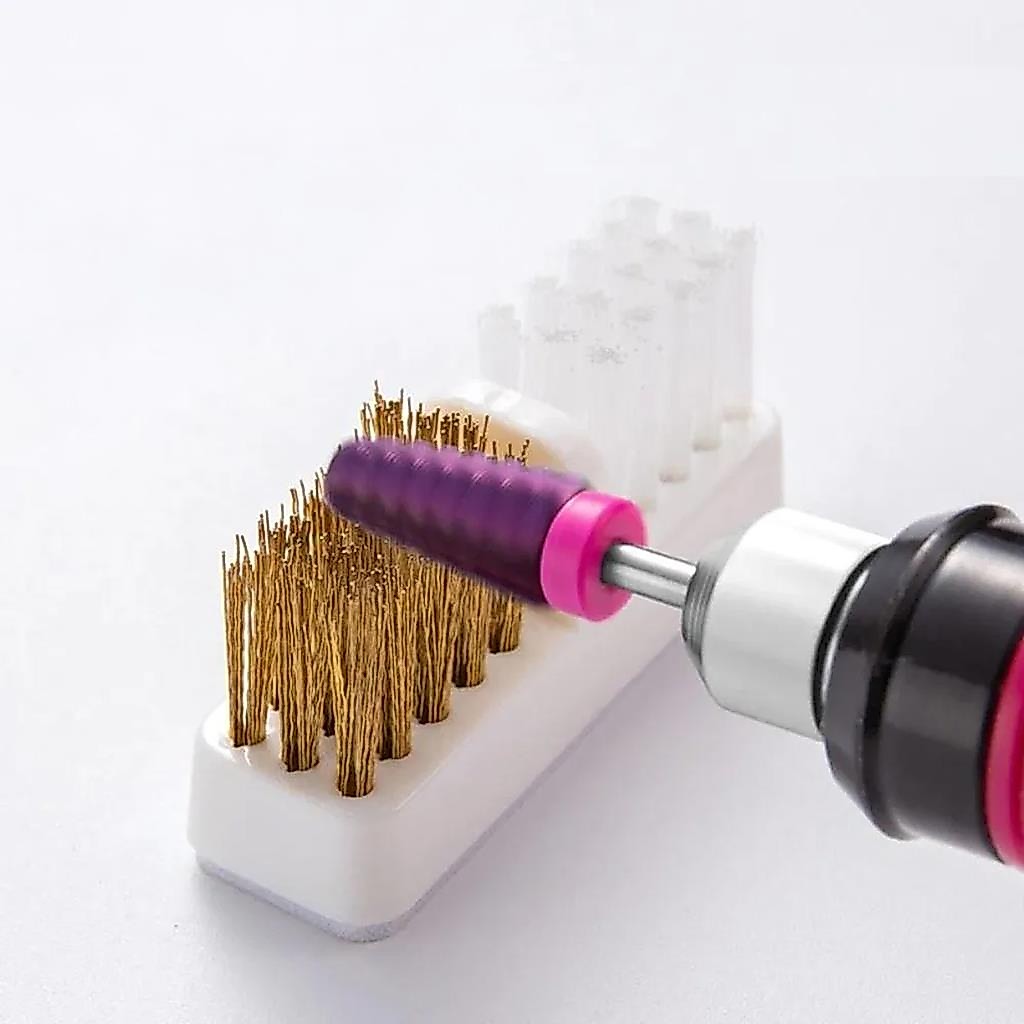 Escova Escovinha de Aço para Limpeza de Brocas Pincéis Unhas Adesivo Manicure Pedicure