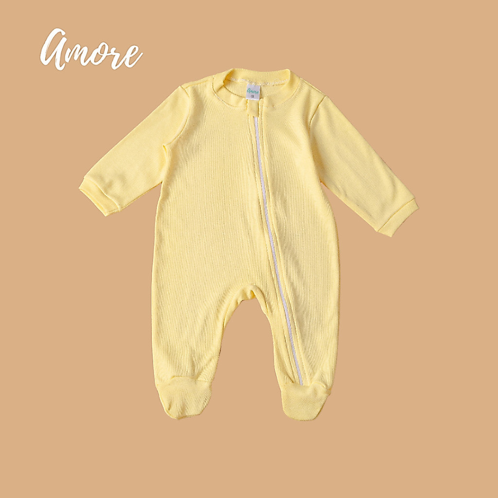 Macacão de bebê Pezinho Amarelo - Suedine 100% Algodão