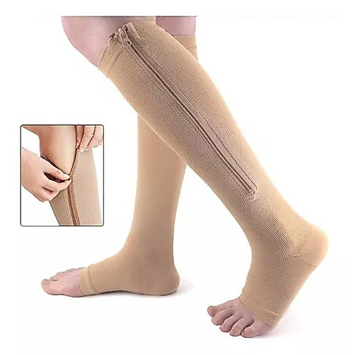 Meia De Compressão 3/4 Com Ziper 20-30 Mmhg Ponteira Aberta - Envio Rápidp.