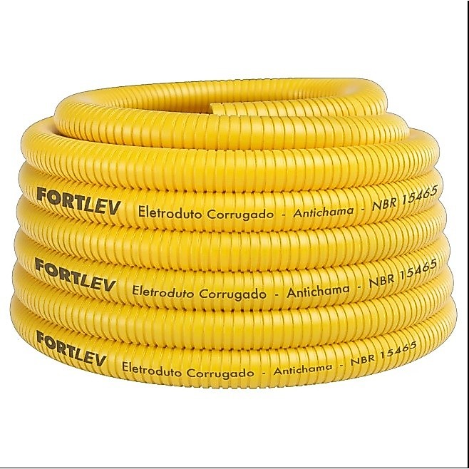 Conduíte Eletroduto Corrugado Amarelo 20mm 50 metros Fortlev