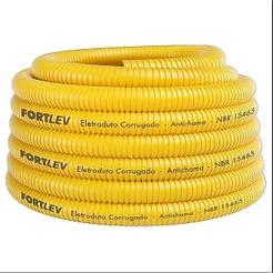 Conduíte Eletroduto Corrugado Amarelo 20mm 50 metros Fortlev