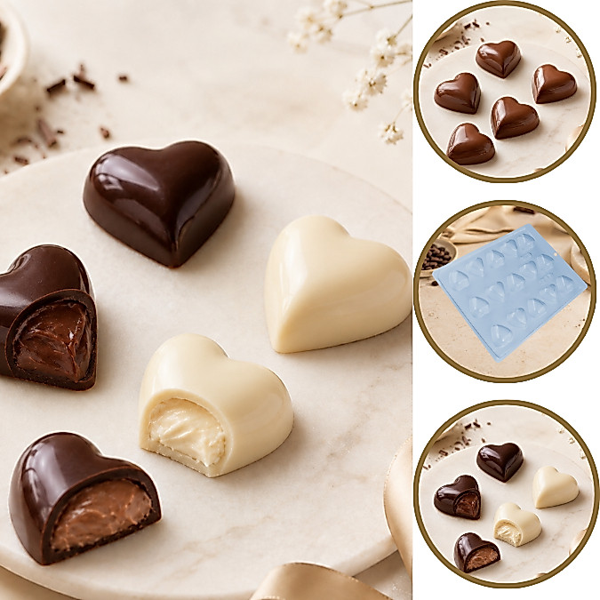 1~10 Forma Simples Bombom Coração 717-(H4) em Acetato BWB Para Bombom e Doces de Chocolate e Confeitaria(CHOCO)