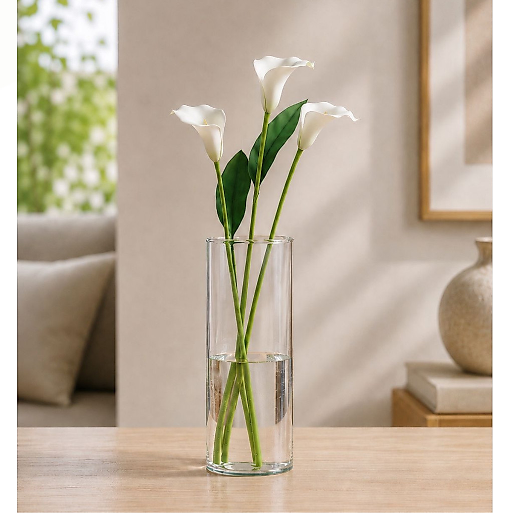 vaso de vidro cilíndrico decorativo tubo transparente 22cm arranjo flores