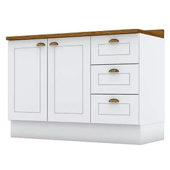 Balcão De Cozinha 120 Cm Americana Branco Com Tampo Nature - Henn