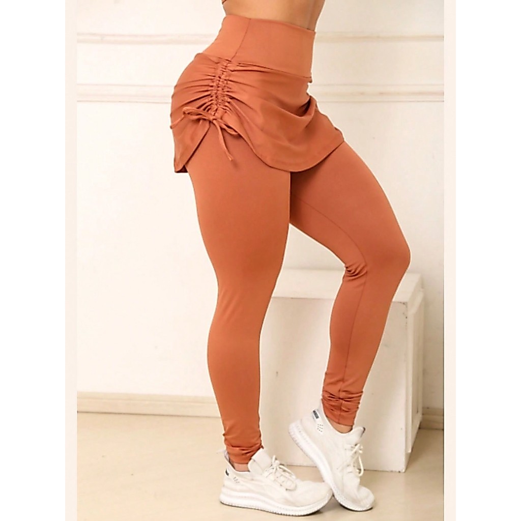 Calça Legging Saia Academia Fitness Treino Ginástica Tapa Bumbum Zero Transparência Primavera Verão