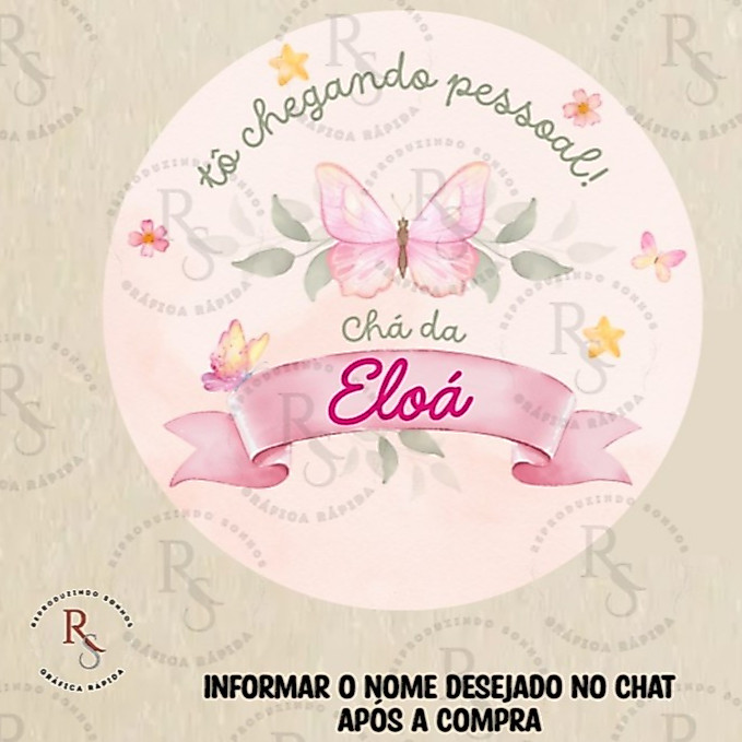 ADESIVOS de Chá de Bebê - Borboleta - Jardim encantado - Lembrancinha, mimo, Personalizado com nome