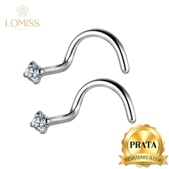 Piercing Nostril Prata 925 Zircônia Cravejada Redonda Piercing Nariz Ponto de Luz