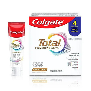 Kit 4 Creme Dental Colgate Total Prevenção Ativa Original Mint  90g Cada Higiene Bucal