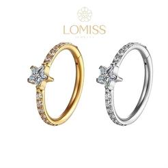 Piercing Orelha Nariz Argola Clik Titânio PVD Zircônia Estrela《Lomiss piercing》