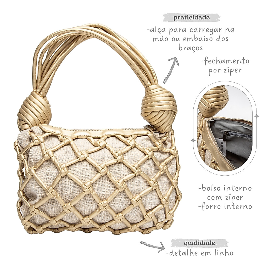 Bolsa Feminina De Mão Detalhe Em Nó