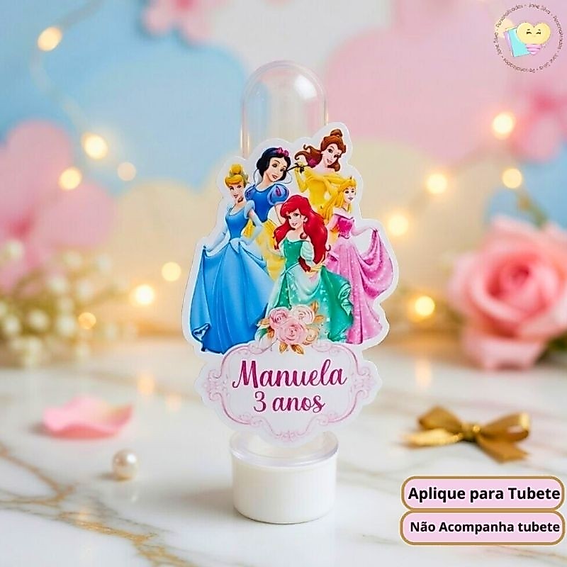 Aplique Para para tubete Princesas - Personalizados - Lembrancinhas - Festa Infantil - Aniversário - Decoração