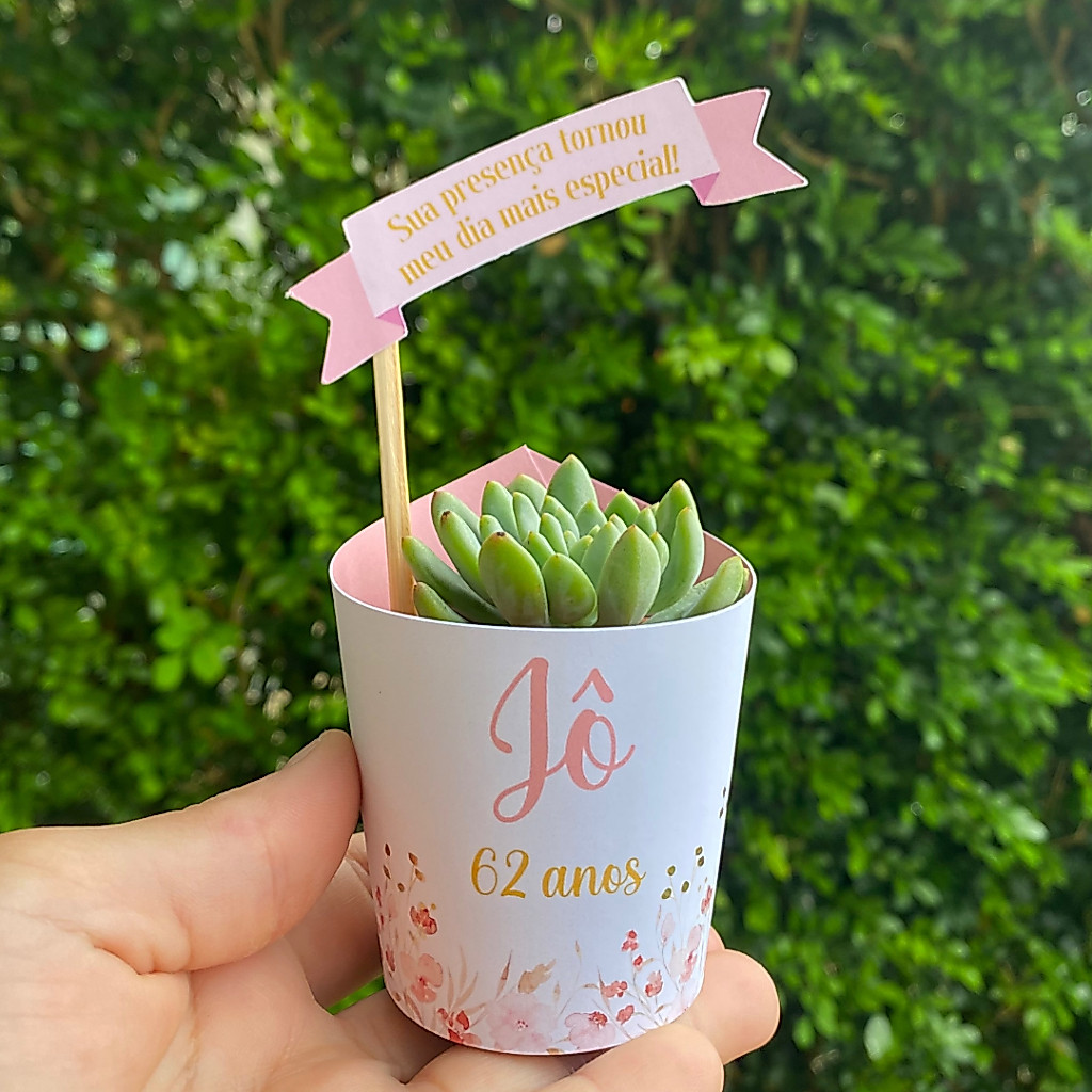 Rótulos Personalizados para lembrancinhas com cactos e suculentas - Aniversário