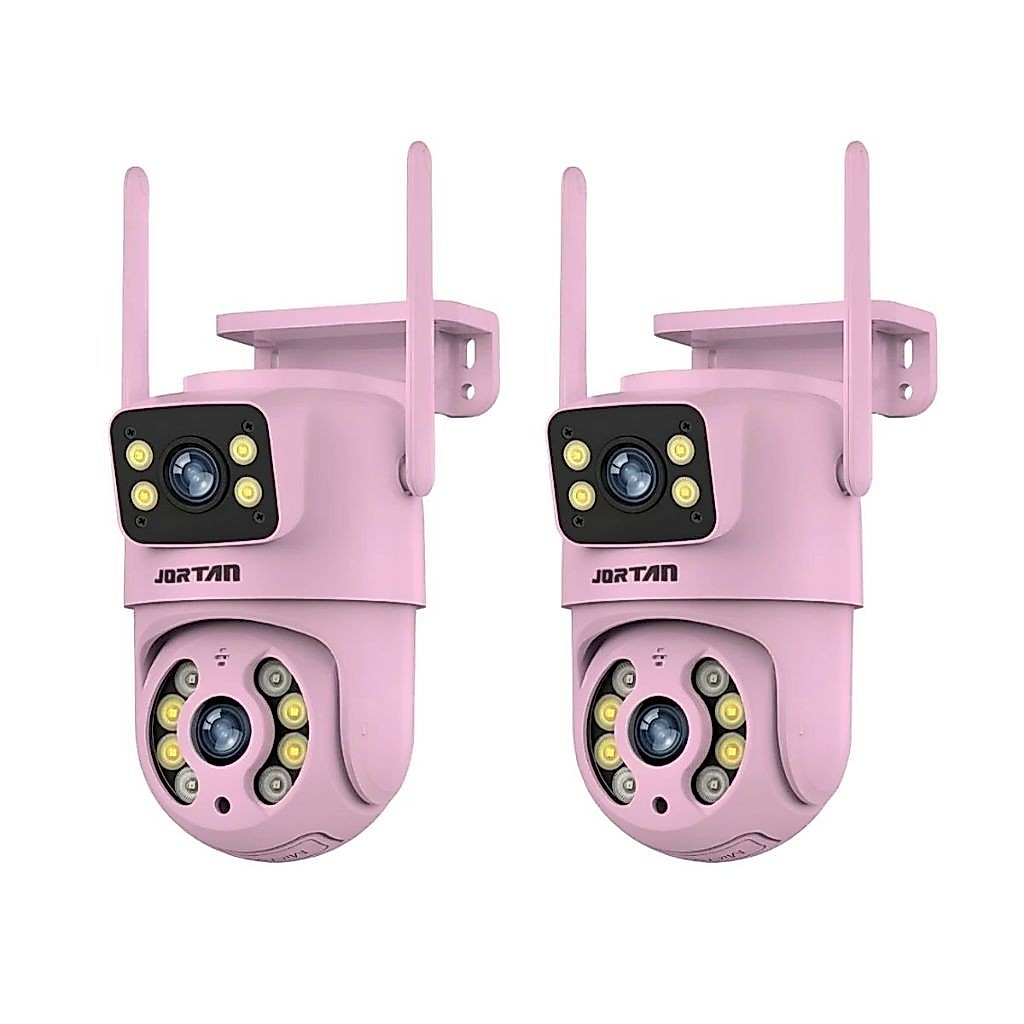 Kit 2 Câmera de Segurança IP Wi-fi Rosa IP66 360°de Lente Dupla - com App YOOSEE