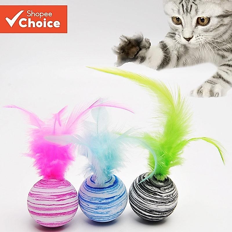 Gato De Estimação Gatinho Bola Brinquedo Delicado Estrela Bolas Mais Pena Material EVA De Alta Qualidade De Espuma Leve 