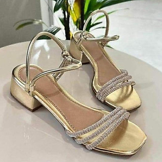 envio imediato promoção queima de estoque de  inverno Sandália Feminina tiras strass saltinho de brilho T3STS