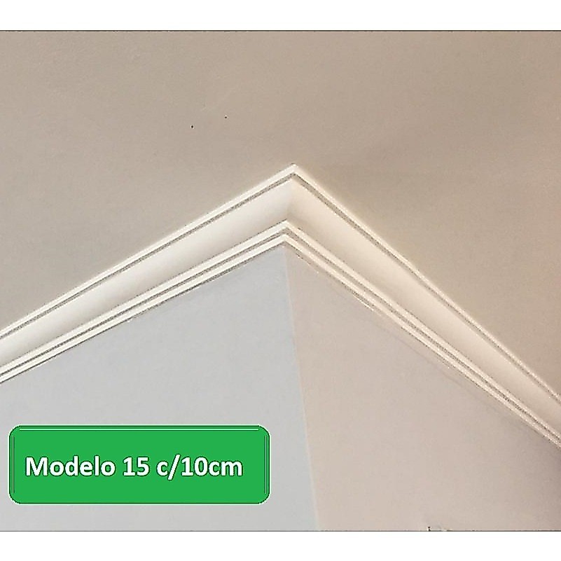Moldura C/ ACABAMENTO COM MASSA (Kit 10 Mts - c/ 10cm) -Rodateto Sanca De Isopor Modelo 15 Direto da fábrica