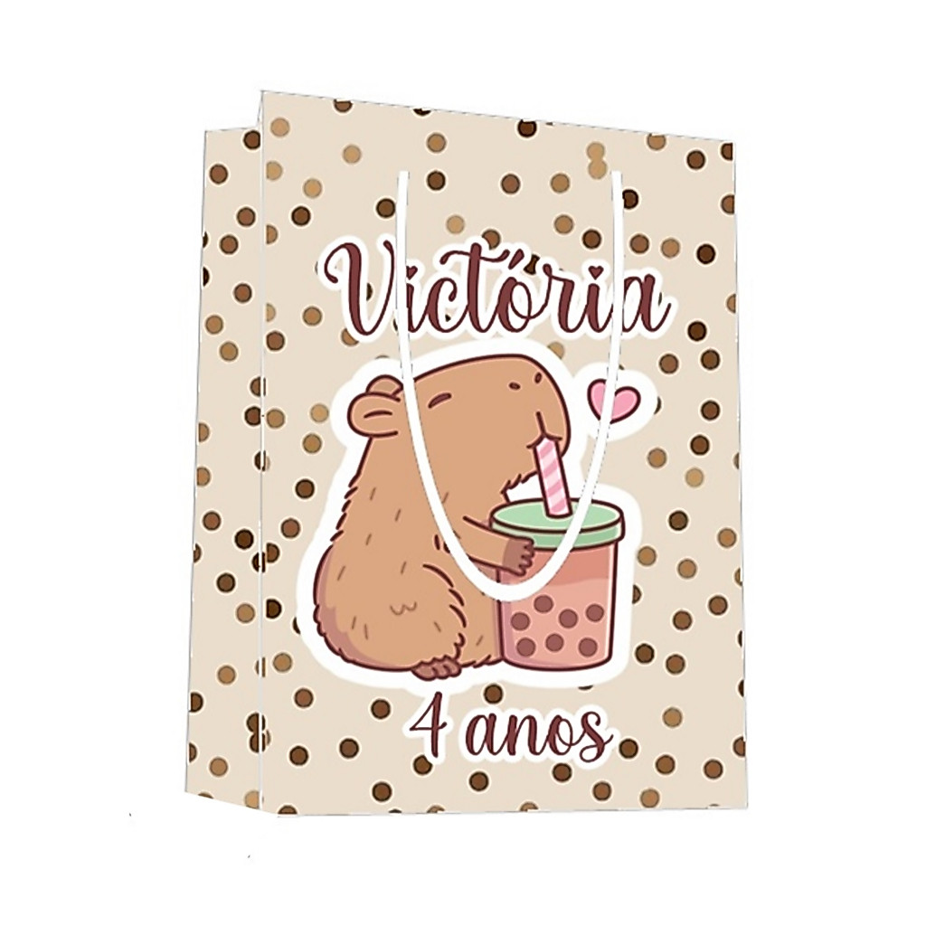 Sacolinha Capivara Personalizada para Aniversário/ Lembrancinha Festa Infantil / Qualquer nome e idade