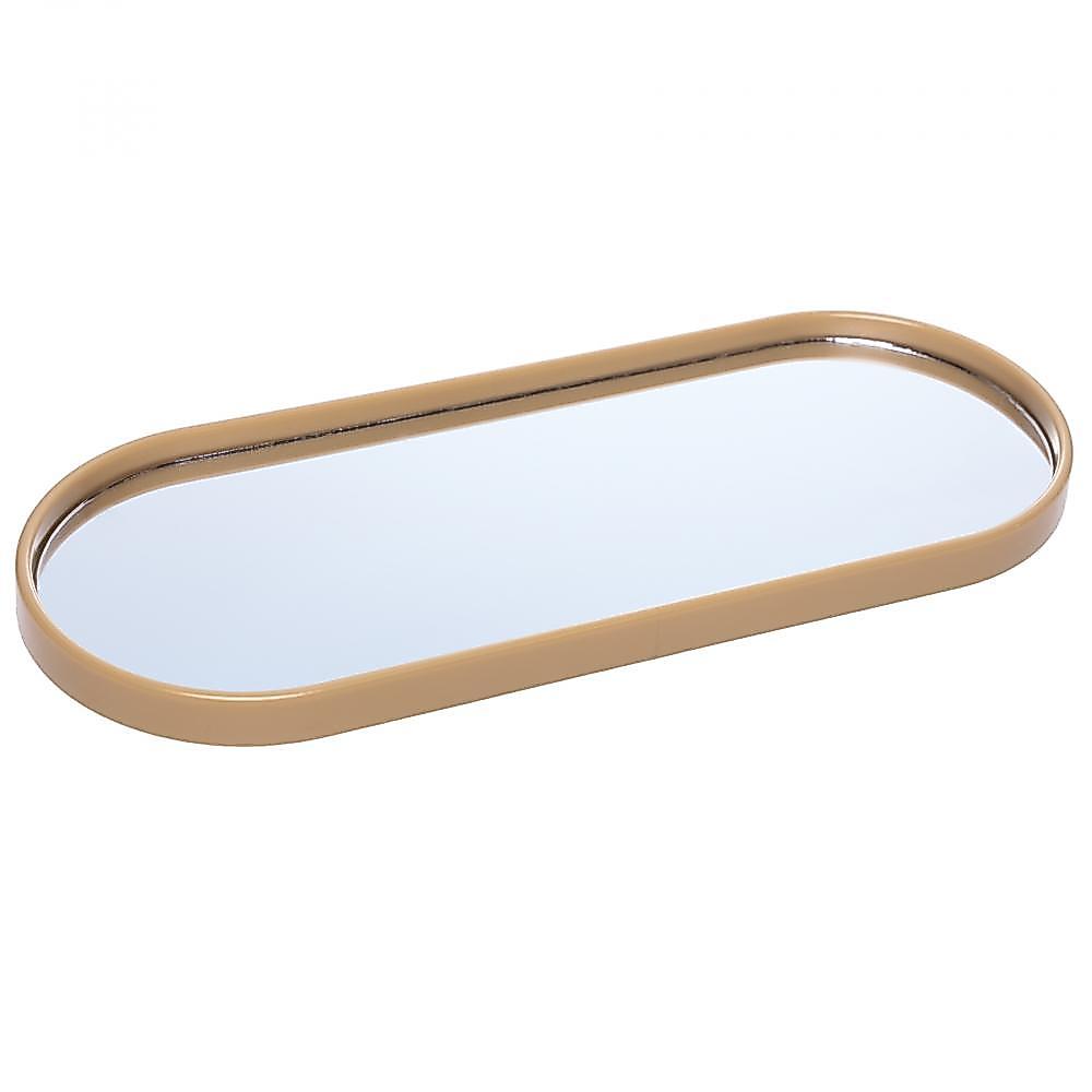 Bandeja com Espelho Perlina 30cm x 12cm x 1,5cm Dourado