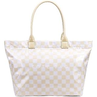 Lushandy Xadrez Sacola Feminina PVC Com Zíper Letras De Plástico Impressão Hobo Bolsa Para Trabalho