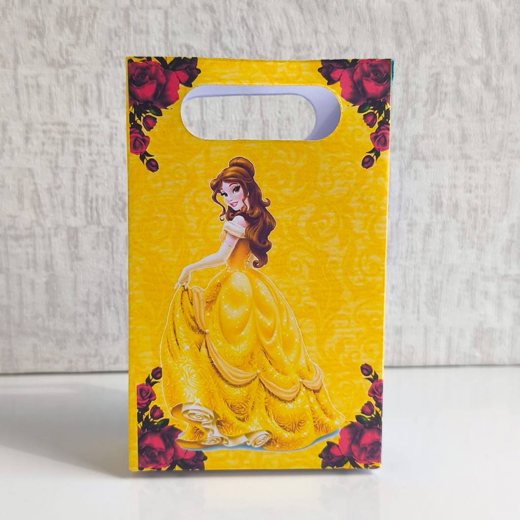 PEGUE E MONTE Sacolinhas Personalizadas Princesa Bella ou (QUALQUER TEMA) Lembrancinhas/Kit Festa/Aniversário/Sacolas