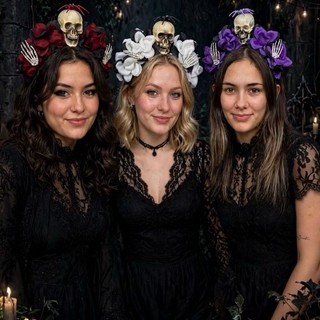 Tiara Caveira Com Flores | Unidade, Festa Fantasia, Happy Halloween, Cosplay, Cabelo Maluco, Pegadinha, Susto, Brincadei