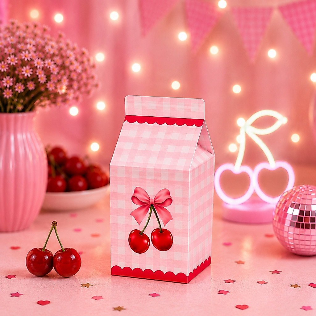 KIT CAIXINHAS MILK  CEREJINHA- CEREJA -PERSONALIZADOS-FESTA INFANTIL-LEMBRANCINHAS