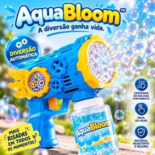 Pistola de Bolhas Automática Infantil AquaBloom™ Bubble Gun Elétrica Brinquedo de Bolha de Sabão para Cria