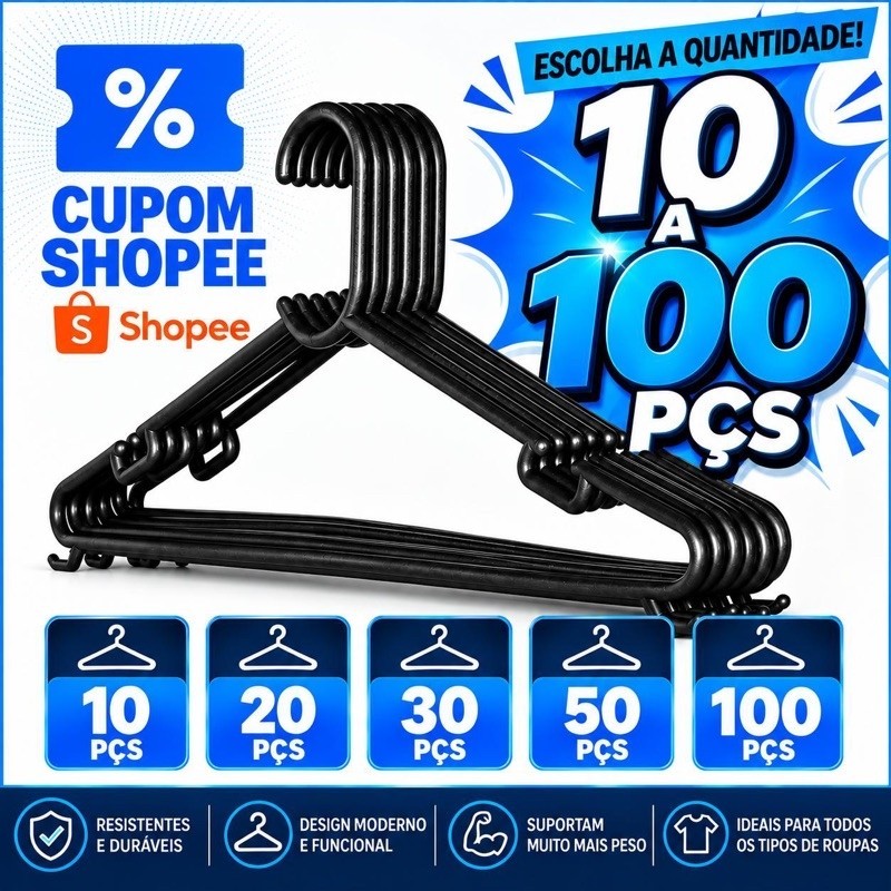 100 cabides reforçado para roupas cabide adulto preto 100 unidades cruzeta para roupa
