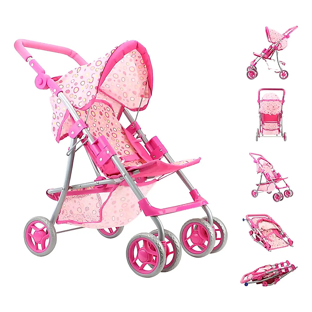 Carrinho De Boneca Bebê Reborn Realista Brinquedo Infantil Rosa - Toys Import J24452