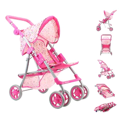 Carrinho De Boneca Bebê Reborn Realista Brinquedo Infantil Rosa - Toys Import J24452