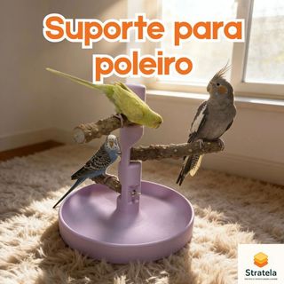 Suporte para Poleiro móvel de mesa Calopsita periquito passarinho pássaro canário