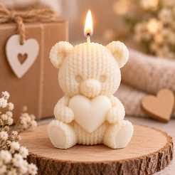 Molde De Silicone Ursinho Tricô Coração Para Velas Sabonetes Artesanato