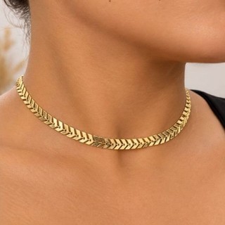 Choker feminina,colar choker, colar moderno, colar delicado, colar chevron, semijoia feminina, semijoia ródio/Dourado