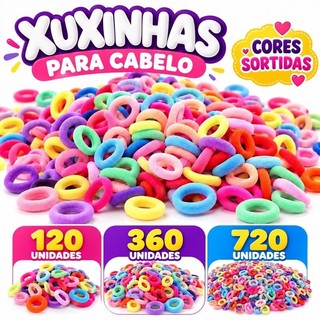 Kit Xuxinha Elástico de Cabelo Mini Rabicó Infantil Tipo Meia 120 360 720 Unidades