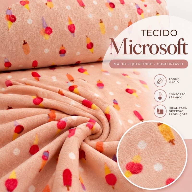 Tecido Microsoft Premium 1m x 1,60m toque macio, caimento impecável e conforto para criar peças elegantes e confortável