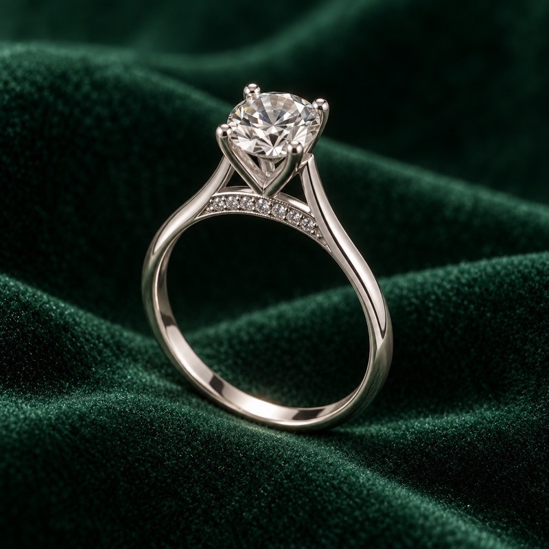 Anel Feminino Moissanite 6,5mm Detalhado em Prata 925 Elegante