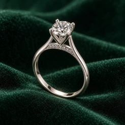 Anel Feminino Moissanite 6,5mm Detalhado em Prata 925 Elegante