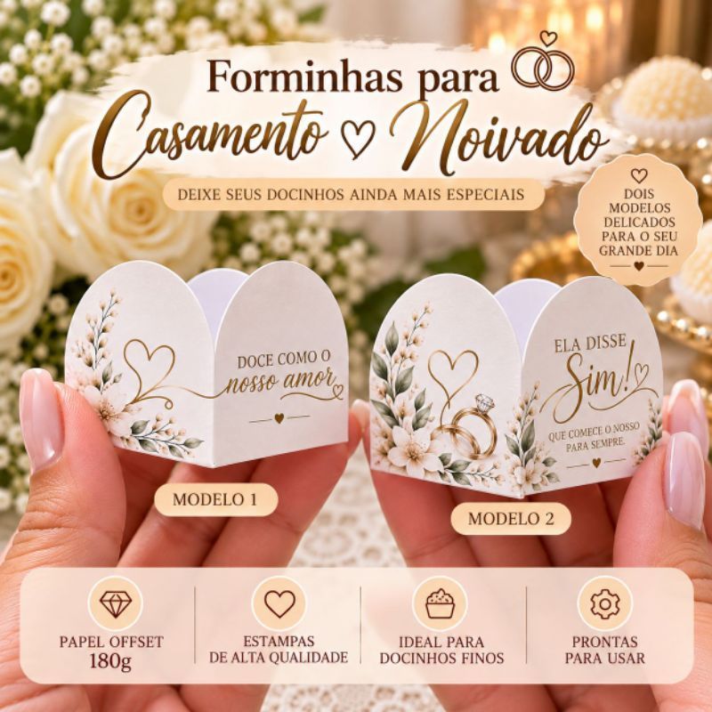 ENVIO RÁPIDO - Forminha para Noivado - Casamento - Bodas - Festas | Mesa de Doces