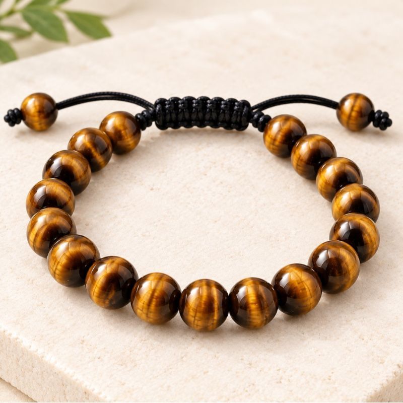 Pulseira Olho de Tigre 8mm Pedra Natural | Hematita, Ônix, Obsidiana e Mais