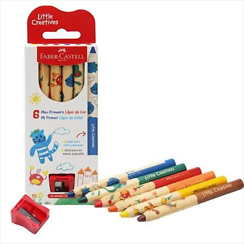MEU PRIMEIRO LÁPIS DE COR LITTLE CREATIVES 6 CORES + APONTADOR FABER-CASTELL