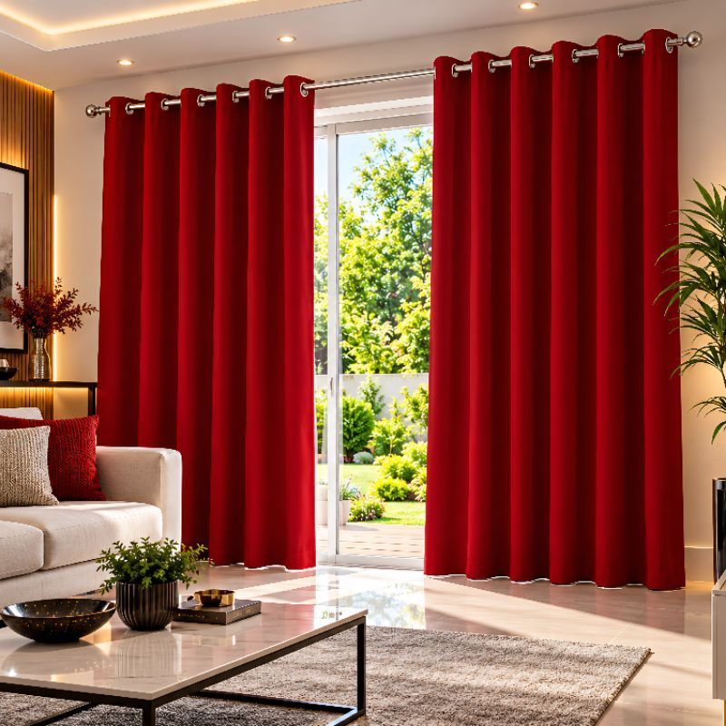 Cortina Blackout Vida Pratika com Forro 2 em 1 Voil Vermelho com ilhos - 280x220cm Ou 280 X 260cm