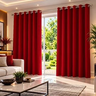 Cortina Blackout Vida Pratika com Forro 2 em 1 Voil Vermelho com ilhos - 280x220cm Ou 280 X 260cm
