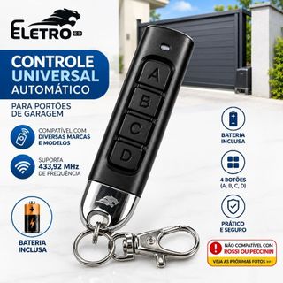 Controle Remoto Para Portão Garagem Universal 433MHZ 4 Botões Automático