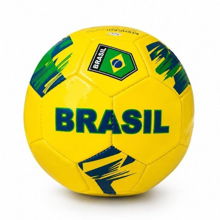 Bola De Futebol Brasil Nº5 Costurada Em Couro Sintético E Borracha Para Treino E Campo