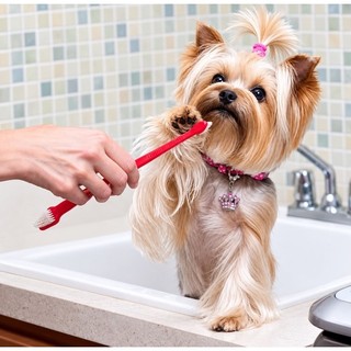 Escovas De Dente Dupla Cabo Longo Coloridas Cuidado Bucal Higiene Cachorro Gato kit Material Resistente